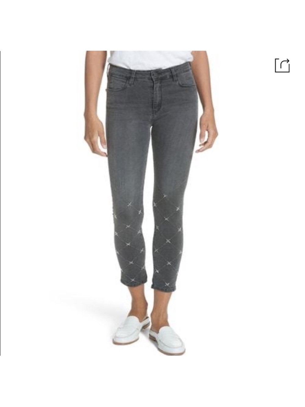 Brockenbow Reina Skinny Cropped High Waisted Grey Jeans Women's Size 25 NWT